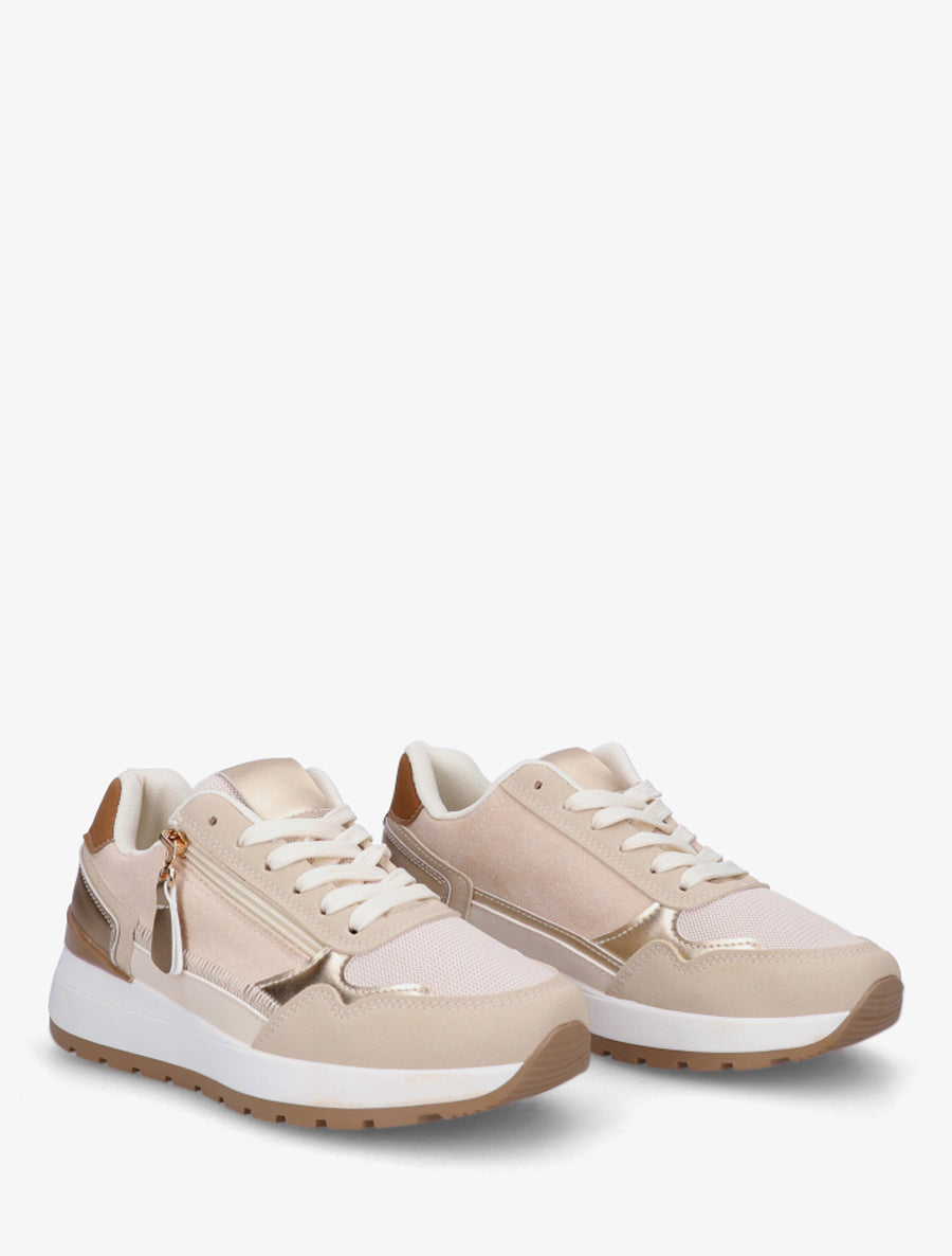 Baskets en suédine et contrefort contrastant - Beige - 4
