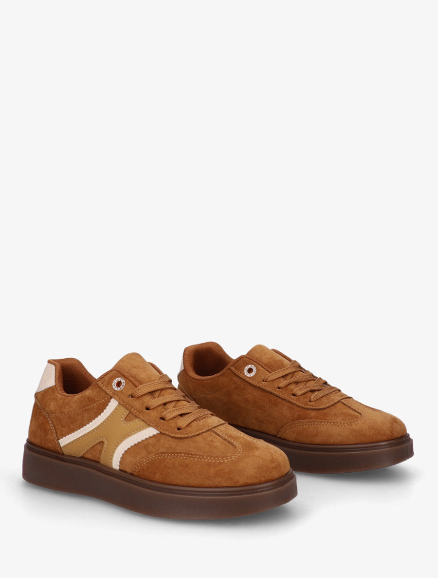 Baskets effet nubuck à oeillets strassés - Rouille - 4