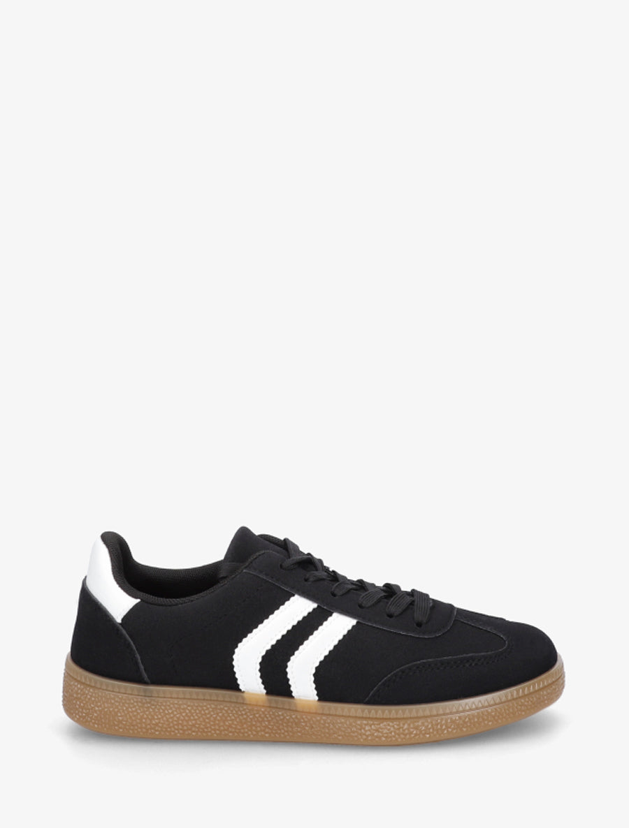 Sneakers effet nubuck à semelle caoutchouc - Noir - 1