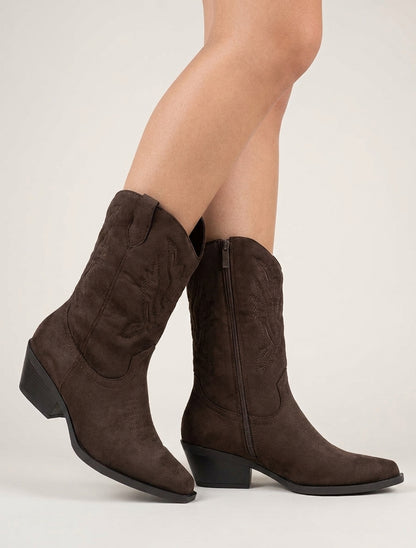 Cowboystiefel aus Wildlederimitat - Braun