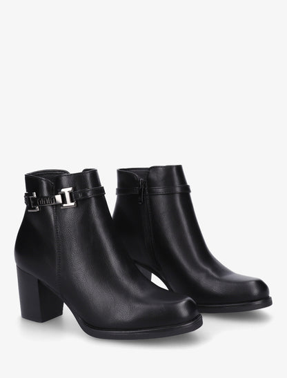 Bottines en simili à sangle décorative - Noir - 4