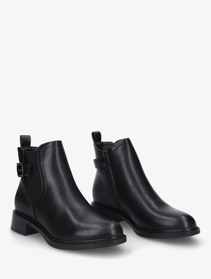 Bottines en simili à cheville élastiquée - Noir - 4