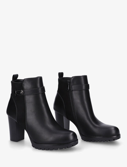 Bottines à empiècement en suédine et talon haut - Noir - 4