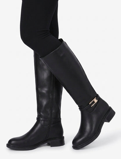 Elastische Stiefel aus Kunstleder - Schwarz