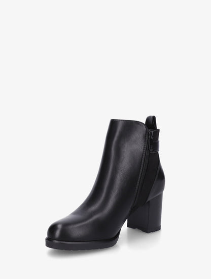 Bottines en simili et suédine à boucle métallique - Noir - 3
