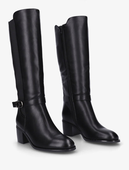 Bottes élastiquées en simili à boucle fantaisie - Noir - 4