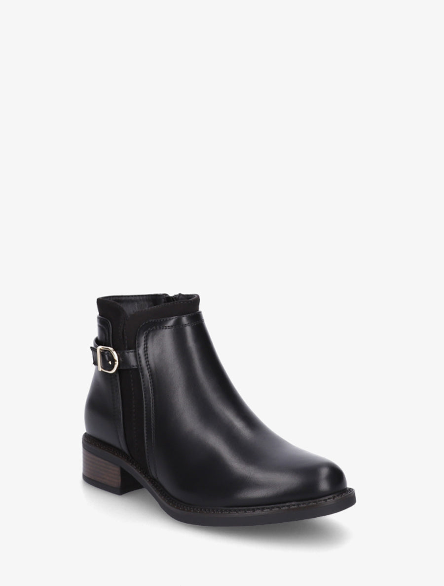 Bottines en simili à boucle et empiècement suédine - Noir - 2