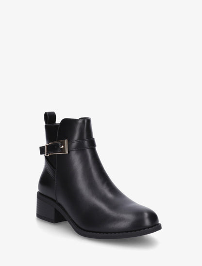 Bottines en simili à sangles - Noir - 2