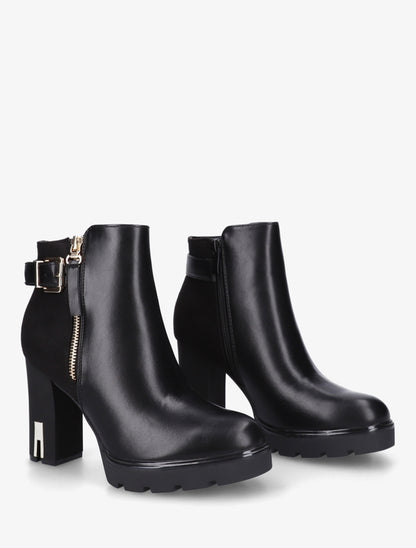 Bottines bimatière à zip décoratif - Noir - 4