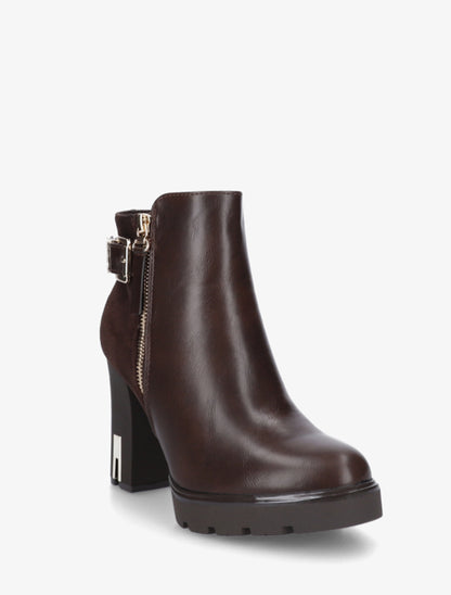 Bottines bimatière à zip décoratif - Marron - 2
