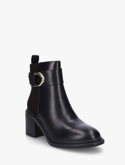 Bottines bimatière à talon bloc - Noir - 2