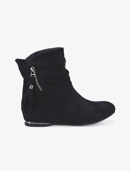 Bottines plates suédine - noir - 1