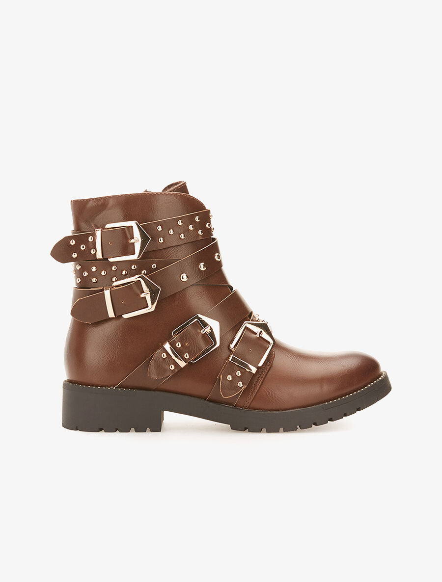 Boots multi-lanières - marron - 1