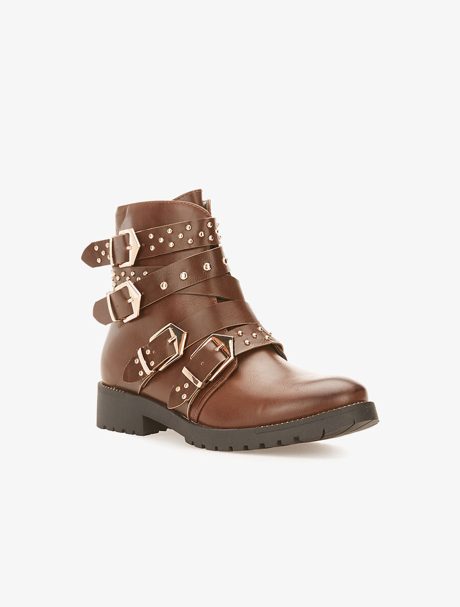 Boots multi-lanières - marron - 2