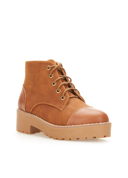 Boots hautes bimatière - Camel - 2