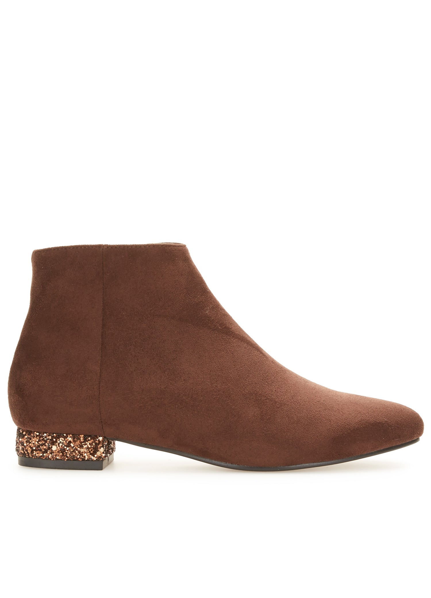 Bottines basses talons à paillettes - Marron - 1
