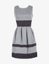 Robe pieds de poule évasée - gris - 1