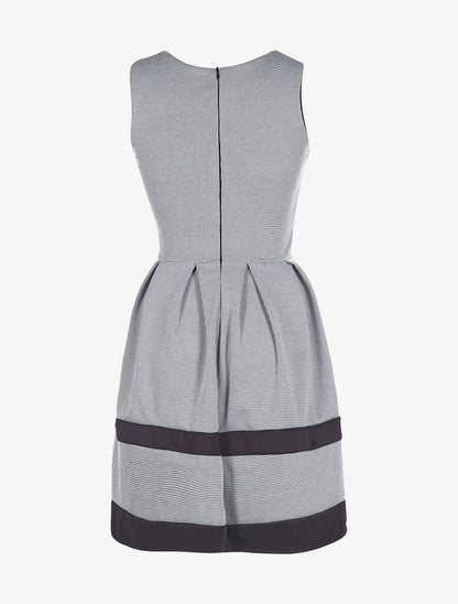 Robe pieds de poule évasée - gris - 2