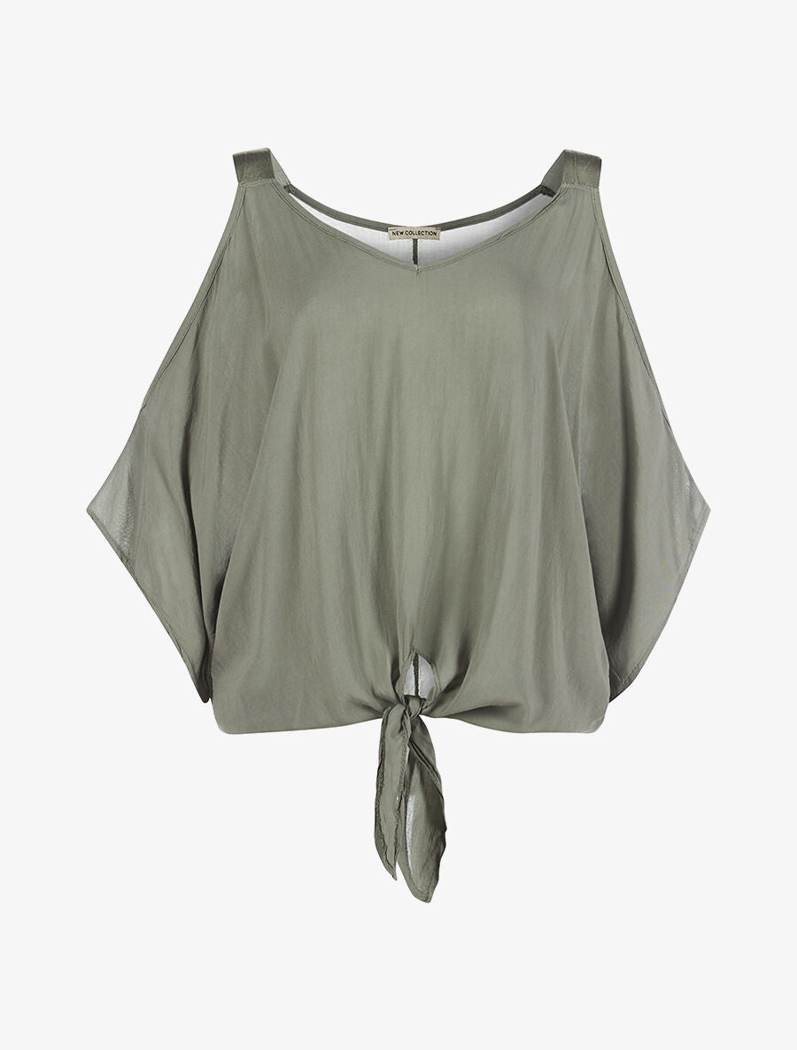 Top ample manches ouvertes - kaki - 1