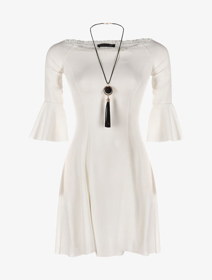 Robe volantée et sautoir - blanc - 3