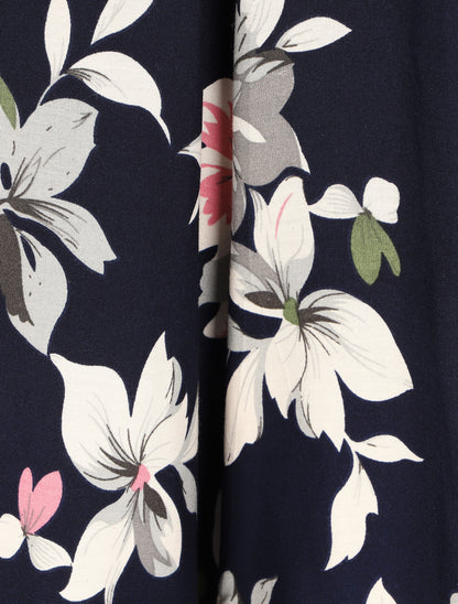 Short fluide imprimé été fleuri - Marine - 3