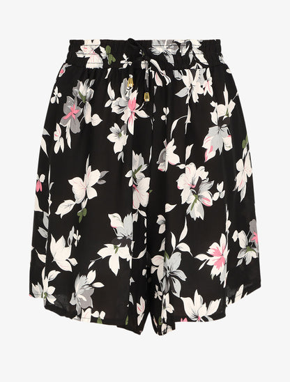Short fluide imprimé été fleuri - Noir - 5