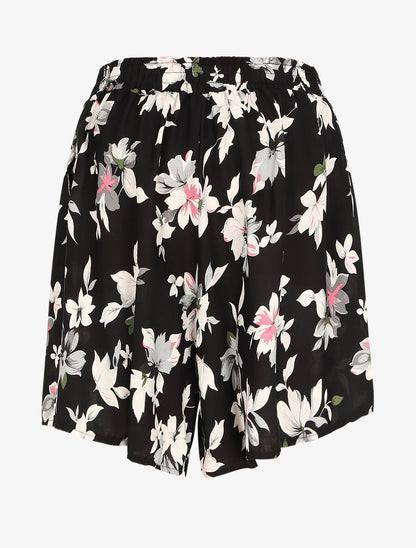 Short fluide imprimé été fleuri - Noir - 2