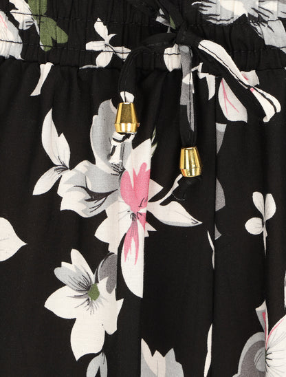 Short fluide imprimé été fleuri - Noir - 3