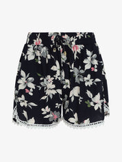 Short imprimé été fleuri à bords en crochet - Marine - 5