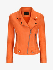 Perfecto en suédine à poches zippées - Orange fluo - 1