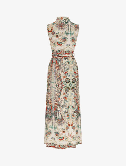 Robe chemise longue imprimé floral stylisé - Beige - 2