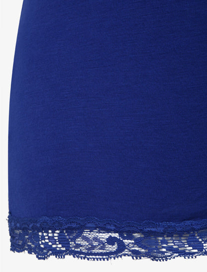 Débardeur uni à col en dentelle - Bleu électrique - 3