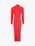 Robe pull côtelée et moulante à décolleté asymétrique - Rouge - 4