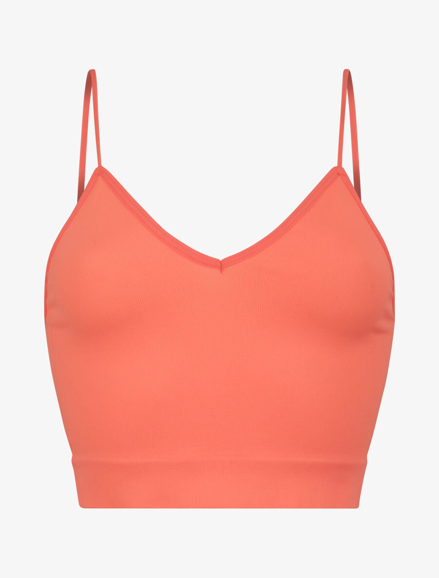 Crop top ajusté à fines bretelles - Rose fluo - 1