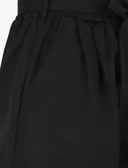 Short paperbag en lin - Noir - 3