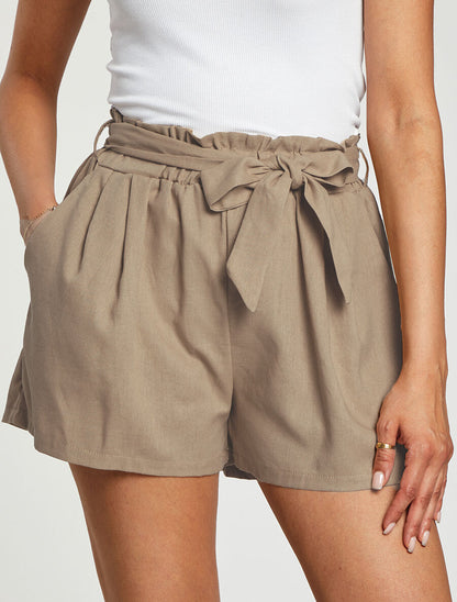 Short paperbag en lin - Beige - 4