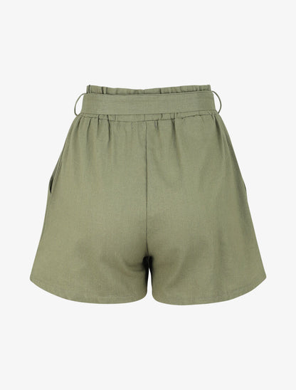 Short paperbag en lin - Kaki - 2