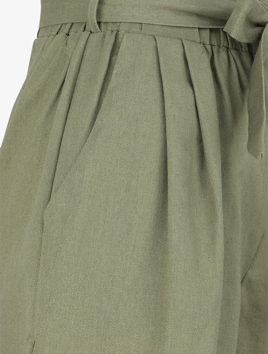 Short paperbag en lin - Kaki - 3