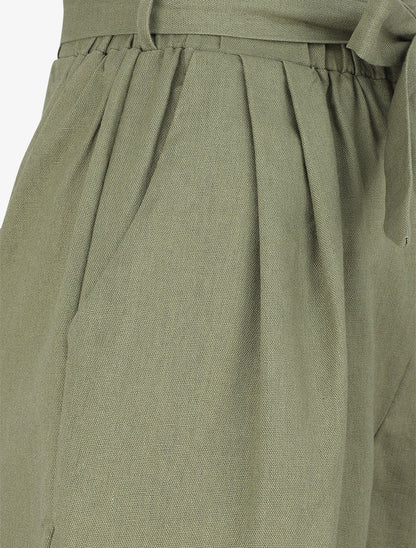 Short paperbag en lin - Kaki - 3
