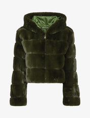 Manteau court en fausse fourrure - Kaki - 1
