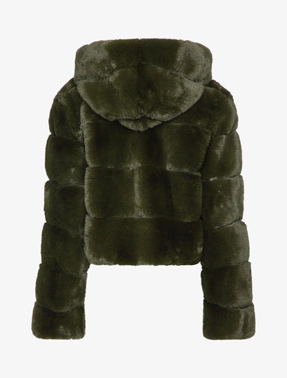 Manteau court en fausse fourrure - Kaki - 2