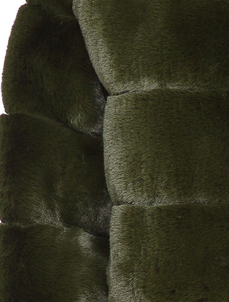 Manteau court en fausse fourrure - Kaki - 3