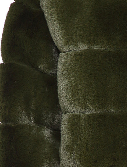 Manteau court en fausse fourrure - Kaki - 3