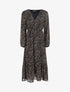 Robe longue col V imprimé moucheté - Marine - 1