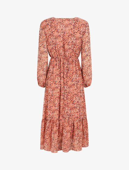 Robe longue col V imprimé moucheté - Rose - 2