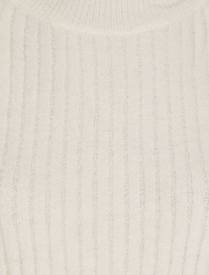 Pull en laine mélangée à col roulé - Blanc - 3