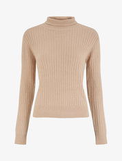 Pull en laine mélangée à col roulé - Beige - 1