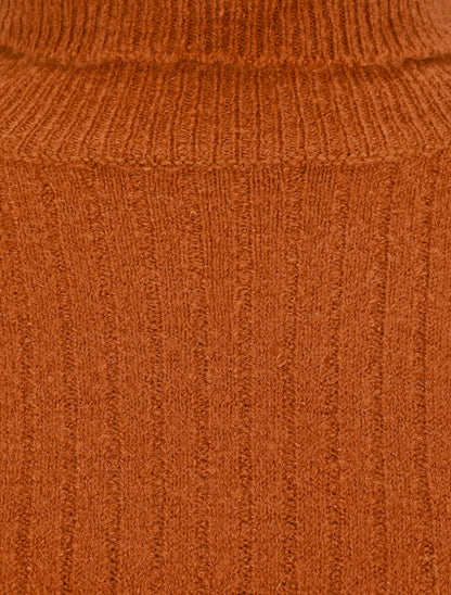 Pull en laine mélangée à col roulé - Terre de sienne - 3