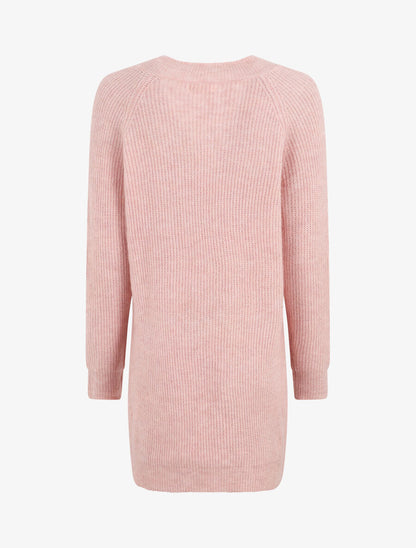 Robe pull à col en V - Rose - 2
