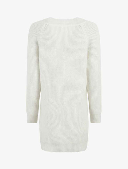 Robe pull à col en V - Blanc - 2